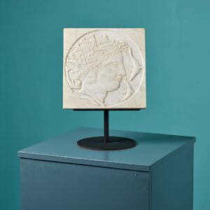 Carrara Marble Plaque of Roman Goddess Salacia on Stand