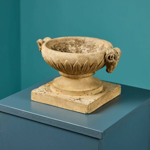 Rams Head Tazza Style Coade Stone Urn