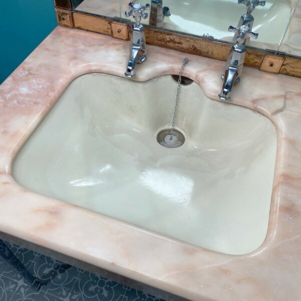 Art Deco Style Marble Bathroom Sink with Mirror