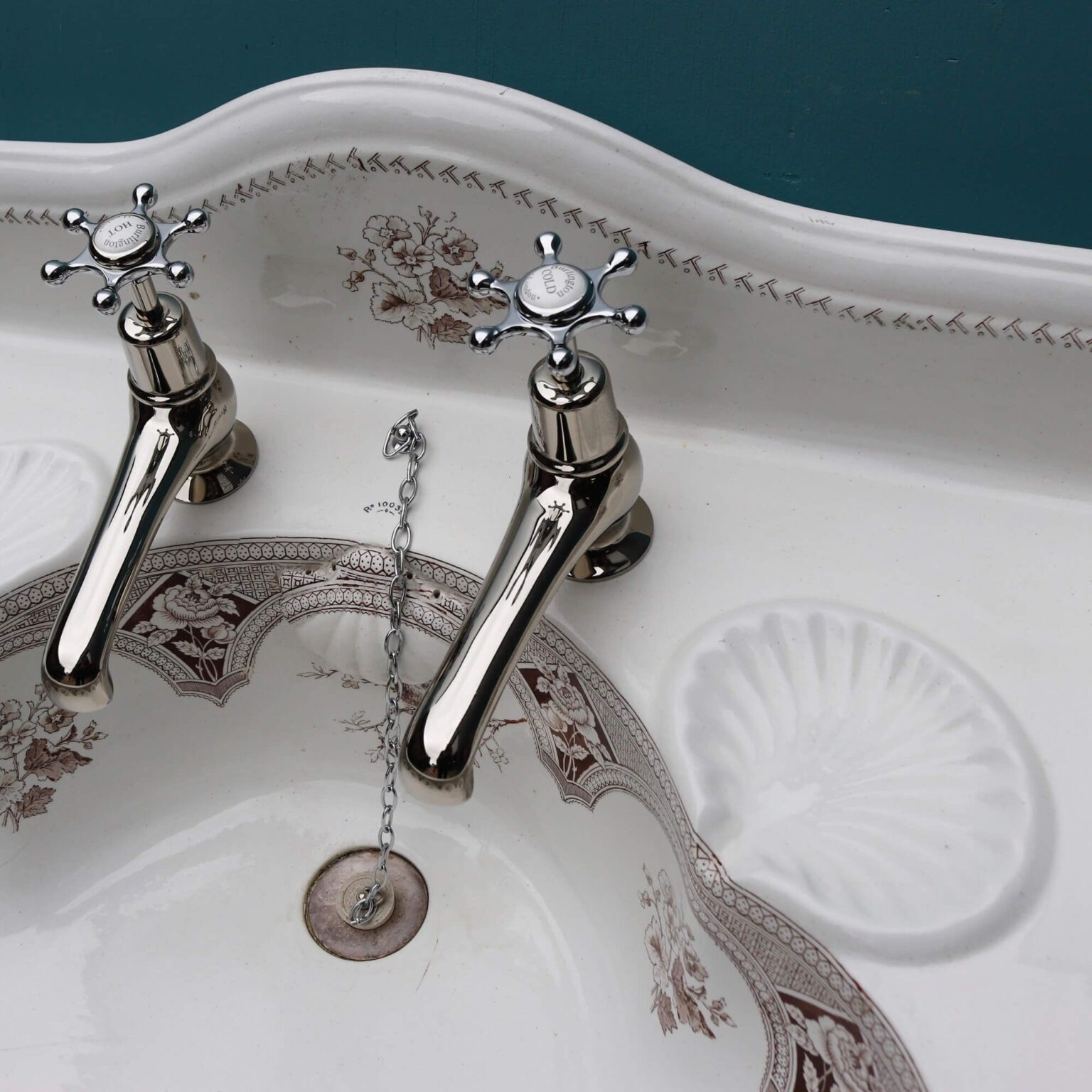 Victorian Bathroom Sink with Sepia Transfer Print UK Architectural