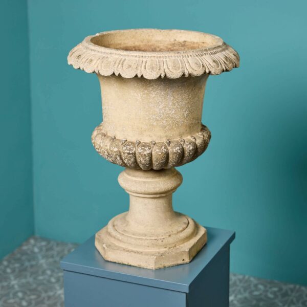 Set of 4 Buff Terracotta Antique Campana Garden Urns