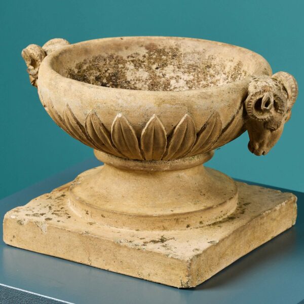 Rams Head Tazza Style Coade Stone Urn