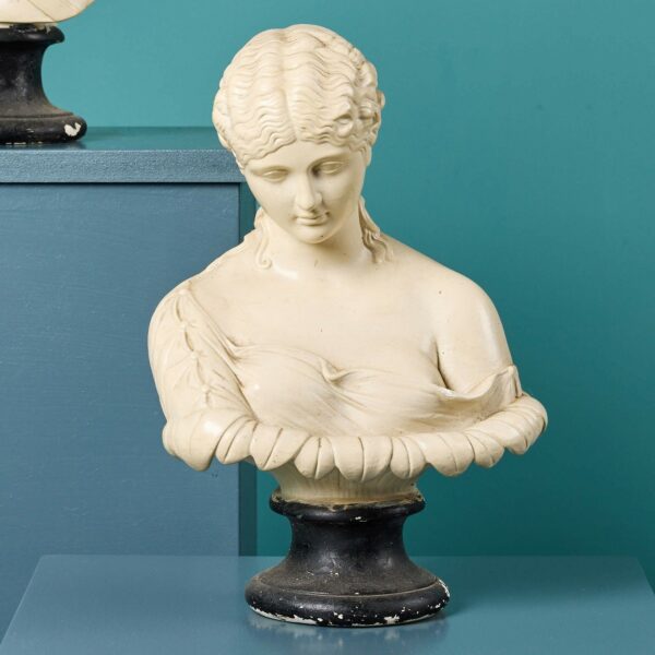 Two Painted Plaster Busts of Apollo & Clytie
