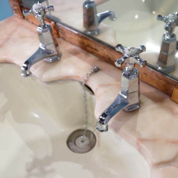 Art Deco Style Marble Bathroom Sink with Mirror