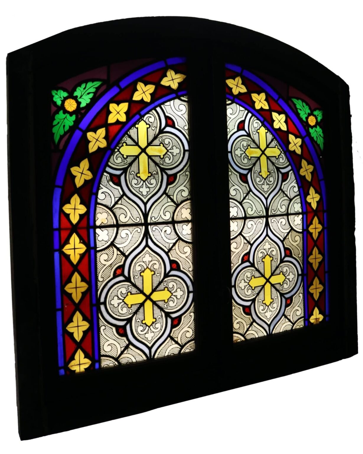 20th Century Antique French Window with Stained Glass UK
