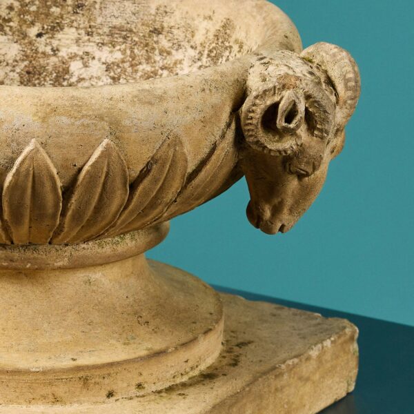 Rams Head Tazza Style Coade Stone Urn