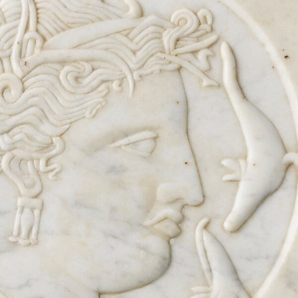 Carrara Marble Plaque of Arethusa on Stand