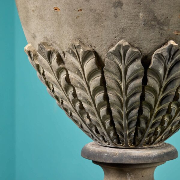 Scottish Antique Sandstone Garden Urn with Flame Finial
