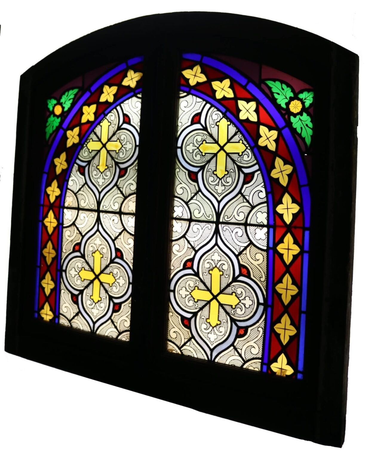 20th Century Antique French Window with Stained Glass UK