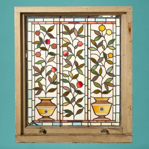 0_33160-blue Antique Victorian Stained Glass Window with Fruiting Foliage