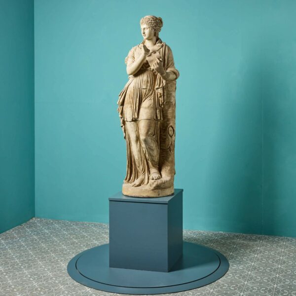 Antique French Buff Terracotta Garden Statue of Clio