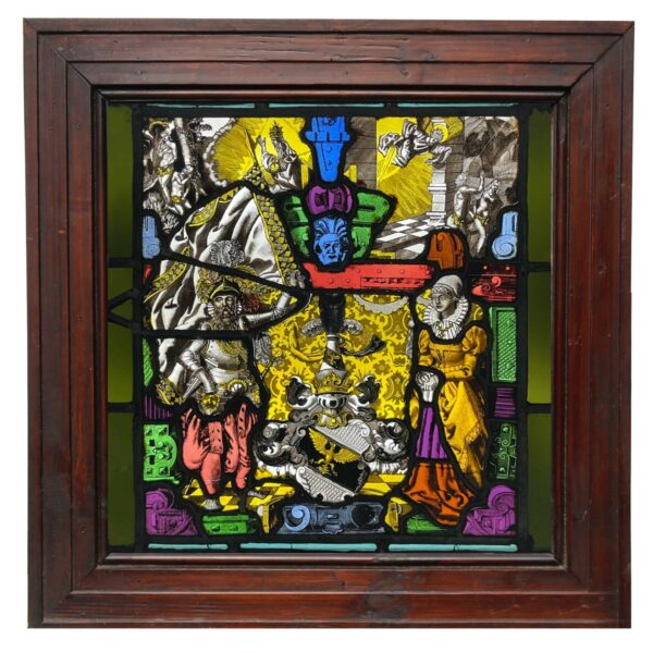 German Heraldic Ecclesiastical Antique Stained Glass