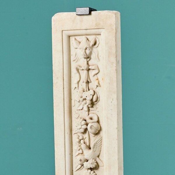 19th Century Carved Carrara Marble Panel on Stand