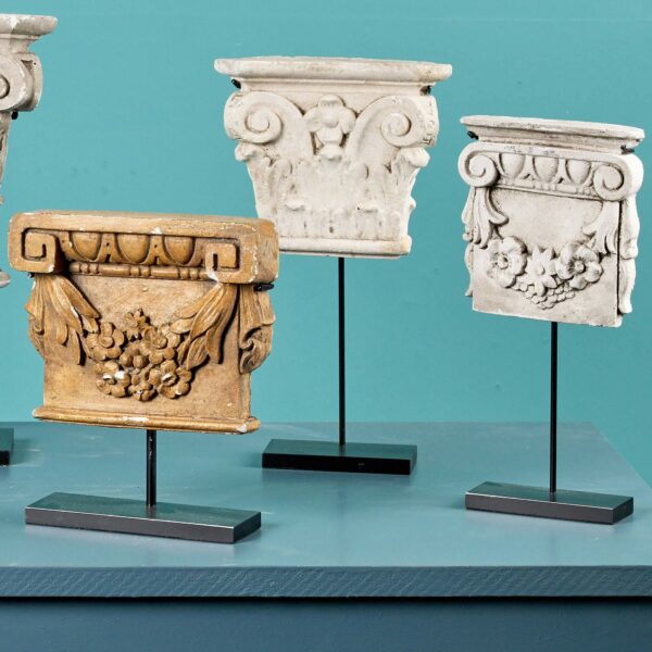 Set of 7 Decorative Antique Plaster Capitals