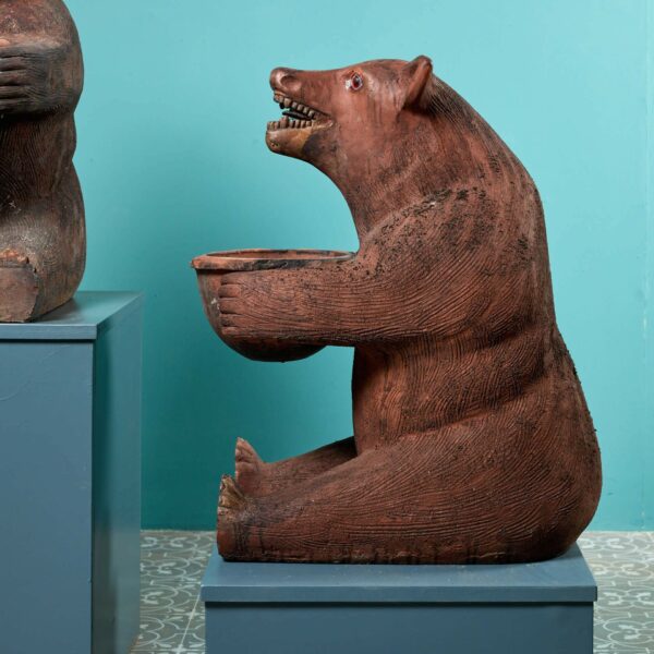 Pair of 20th Century Terracotta Brown Bear Statues