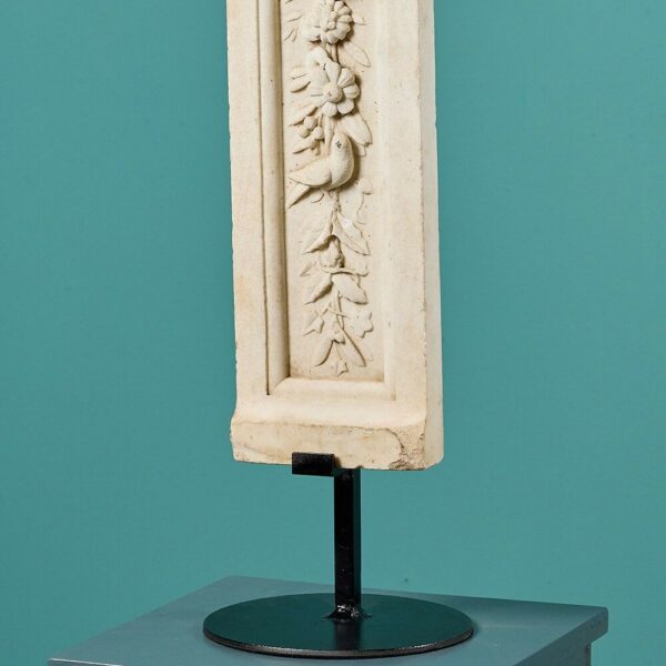 19th Century Carved Carrara Marble Panel on Stand