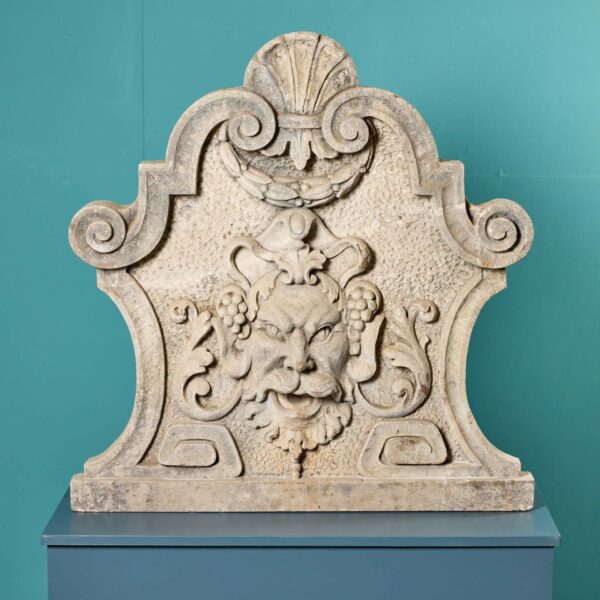 Neoclassical Antique Limestone Mask Wall Fountain