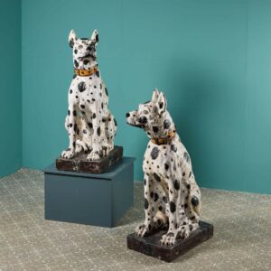 Pair of Lifesize Italian Black & White Great Dane Dog Statues