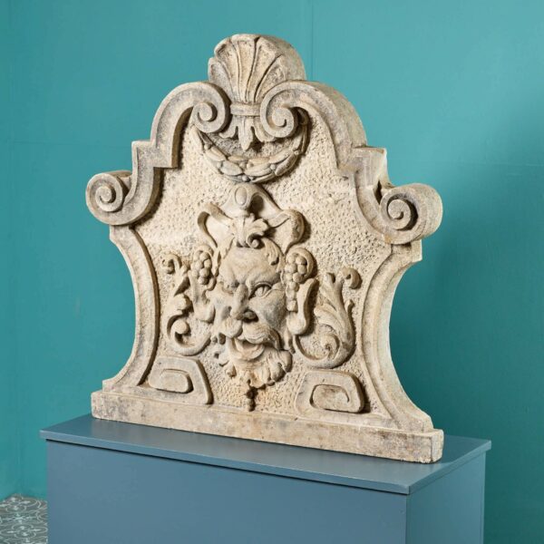 Neoclassical Antique Limestone Mask Wall Fountain