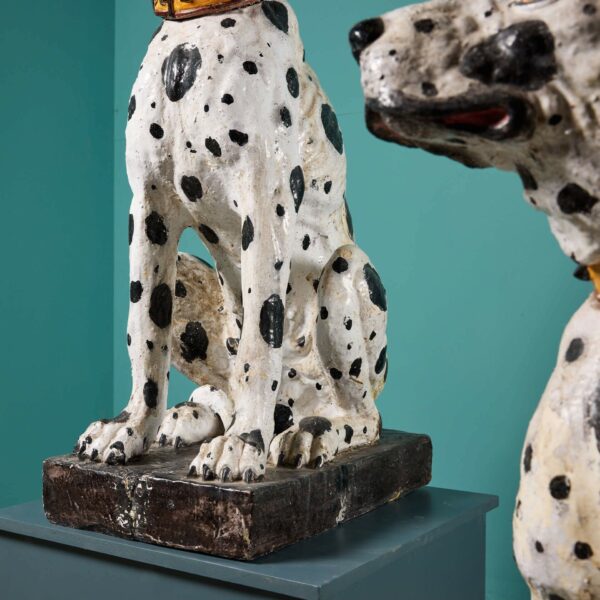 Pair of Lifesize Italian Black & White Great Dane Dog Statues