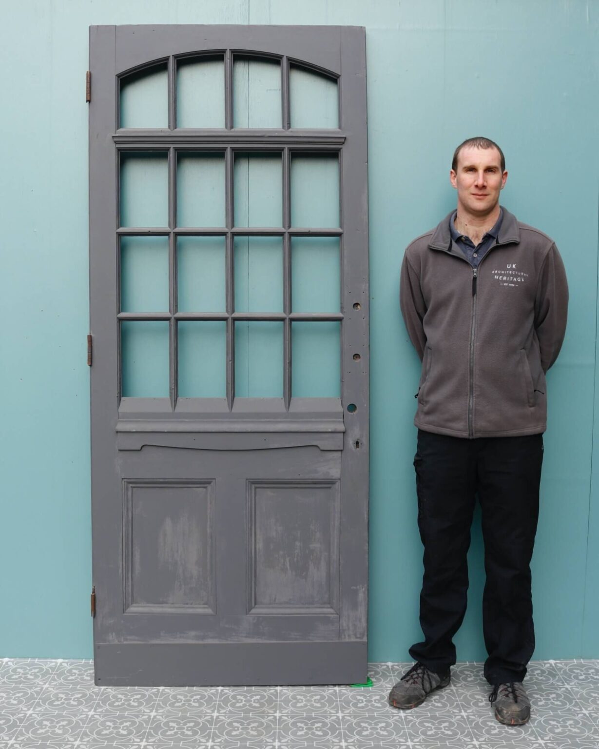 Tall Reclaimed Victorian Front Door for Glazing UK Architectural Heritage