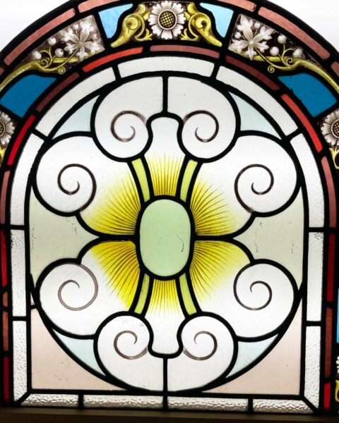 Victorian Antique Arched Stained Glass Window