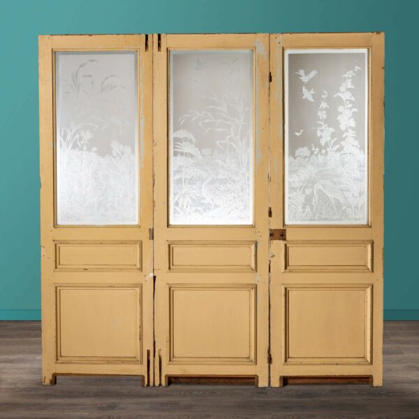 Set of 3 Victorian Internal Acid Etched Glass Doors