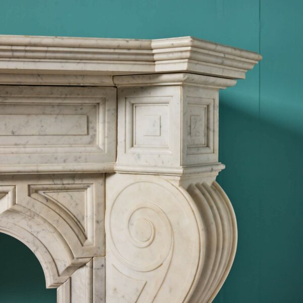 Large 19th Century French Carrara Marble Fireplace