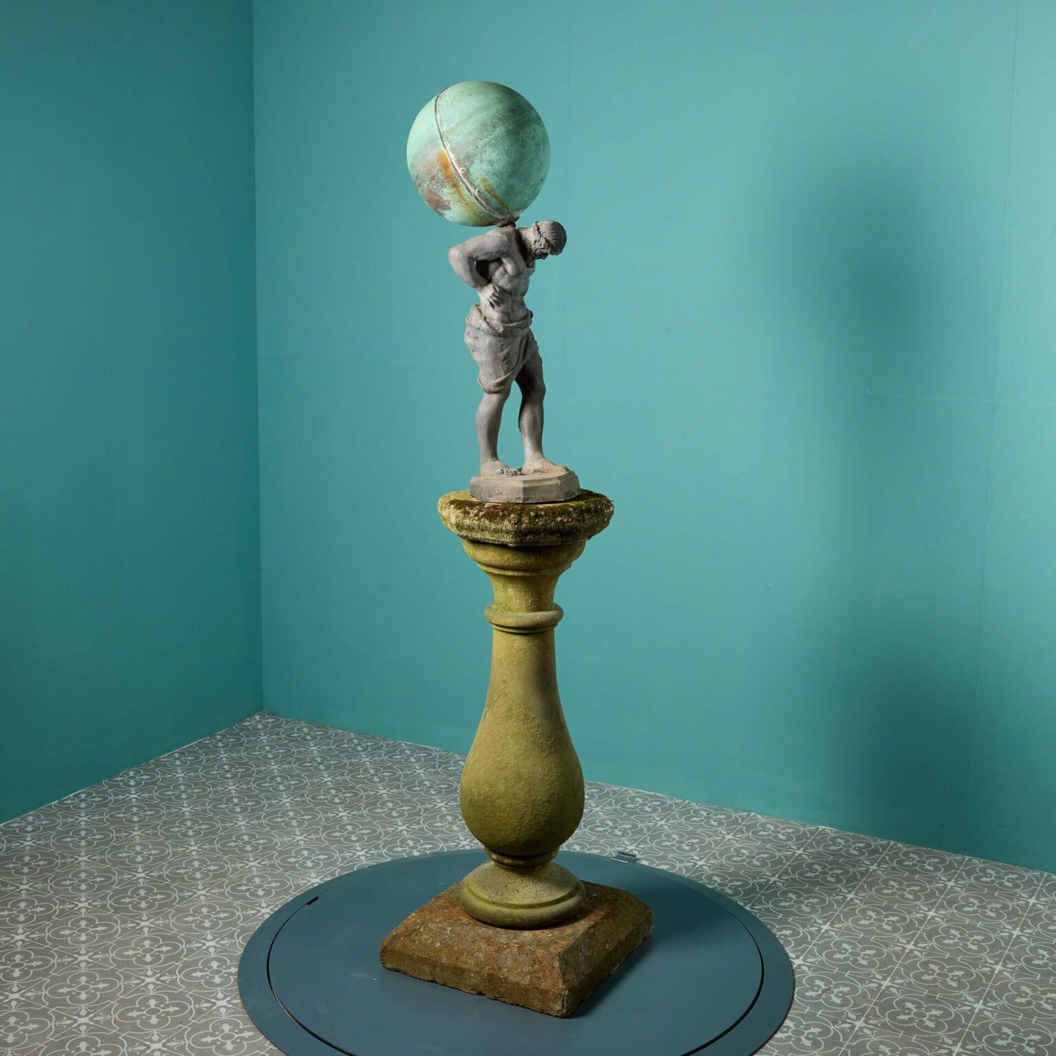 Reclaimed Garden Statue of Atlas Holding World UK Architectural Heritage