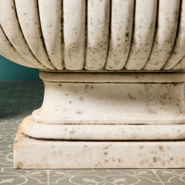 Set of 2 Italian Carrara Marble Cistern Planters