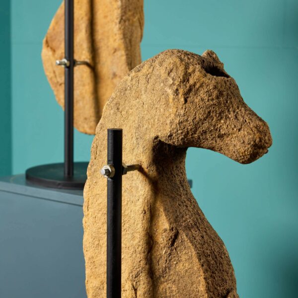 17th Century English Carved Stone Horse & Unicorn
