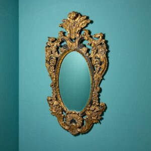 French Rococo Parcel Gilt Oval Wall Mirror