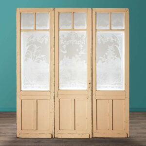 Set of 3 Tall Antique Acid Etched Glazed Doors