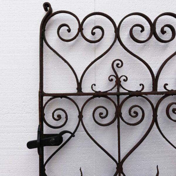 Antique Victorian Pedestrian Wrought Iron Gate with Scrolling Hearts