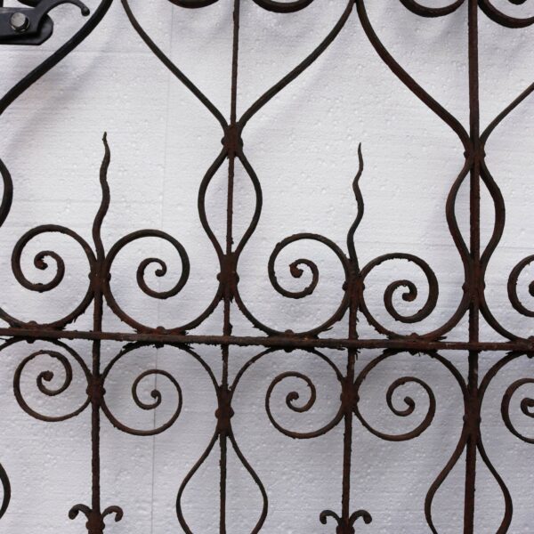 Antique Victorian Pedestrian Wrought Iron Gate with Scrolling Hearts