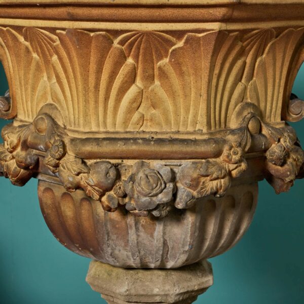 Rare Set of 4 Large English Antique Terracotta Garden Urns