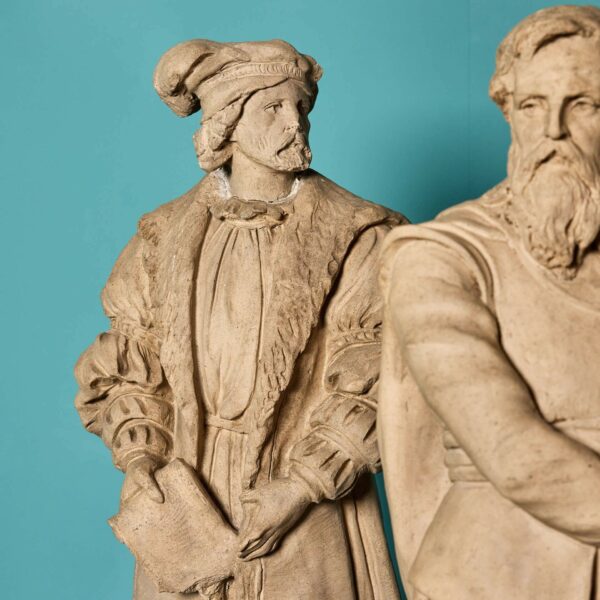 Set of 10 Antique Buff Terracotta English Statues