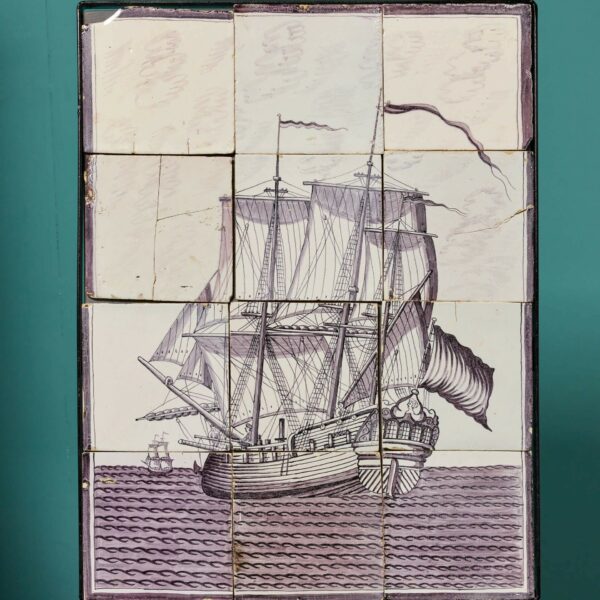 Two 18th Century Antique Nautical Delft Tile Panels