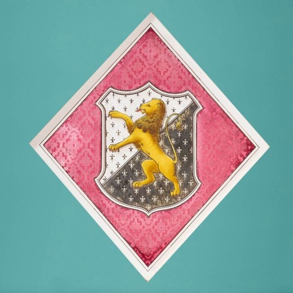 Victorian Stained Glass Window with Tudor Trefor Family Crest