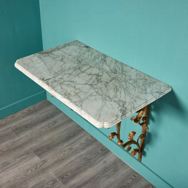 Antique Carrara Marble Wall Mounted Console Table