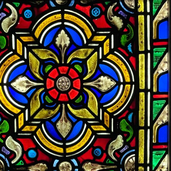 Large Victorian 19th Century Stained Glass Window