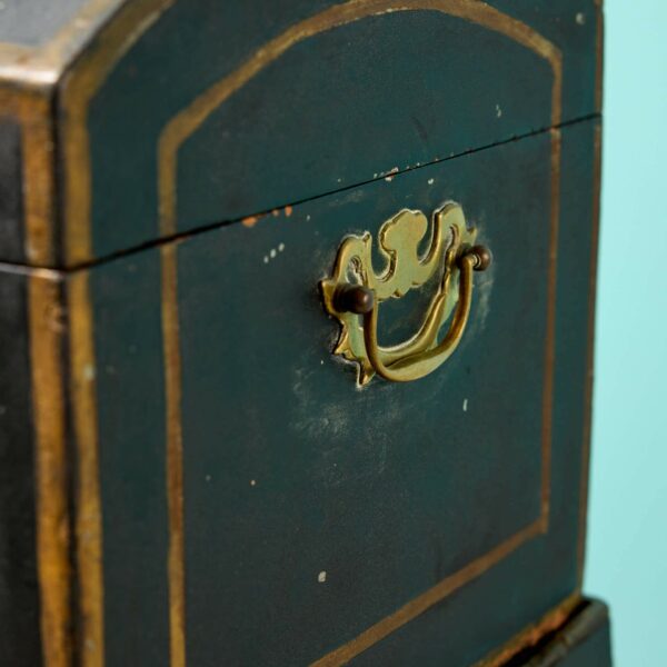Antique Painted Domed Chest Trunk on Stand