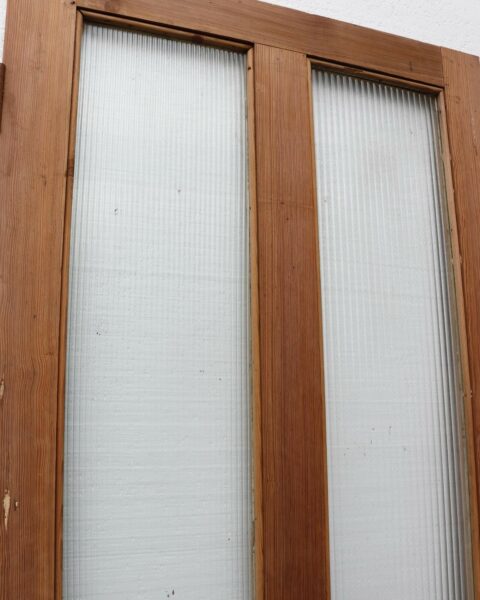 Reclaimed Half Glazed Pitch Pine Internal Door with Reeded Glass