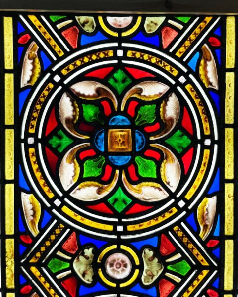 Antique Medieval Stained Glass Window