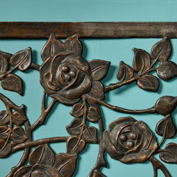 Antique Handcrafted Floral Copper Plaque