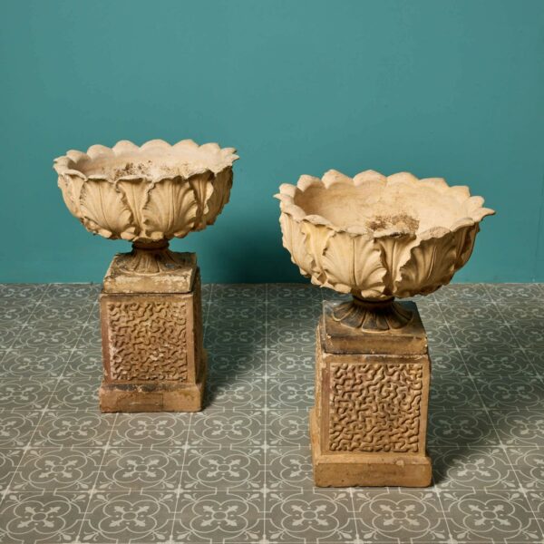 Pair of Buff Terracotta Urns by Henry Sharp, Jones & Co