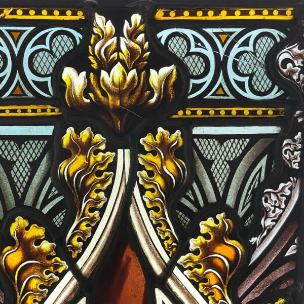 Antique English Stained Glass Window Panel