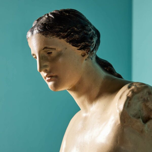 Antique Painted Plaster Venus De Milo Statue