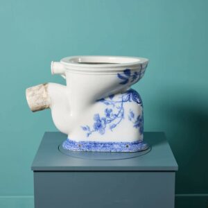 Antique Blue & White Pattern Sanitas Toilet with P Trap