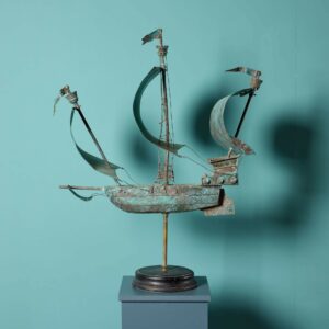19th Century English Copper Sailing Ship on Stand